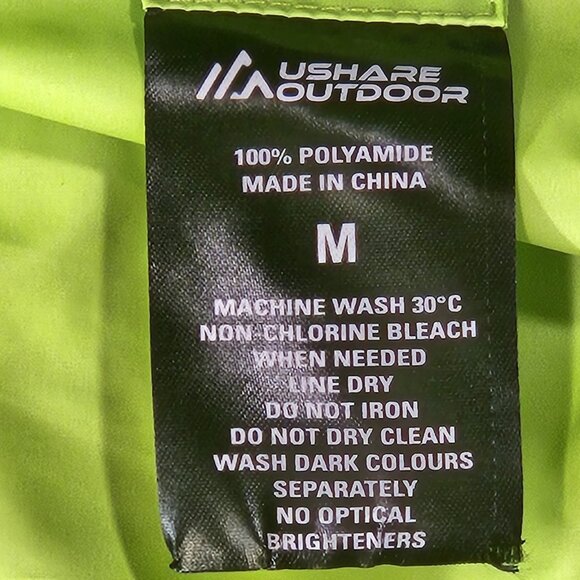 Ushare Outdoor Windbreaker Jacket Neon Green Lightweight Hooded Raincoat - Picture 4 of 8